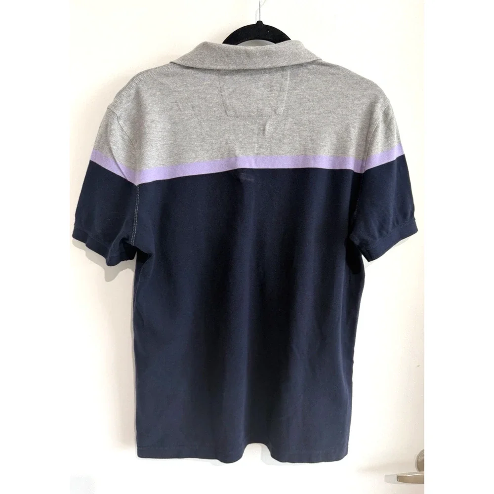 Banana Republic Organic Cotton Pique Polo Short Sleeve Blue gray lavender Size-M